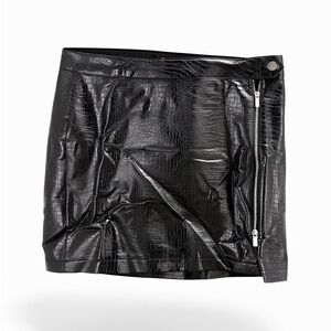 Topshop Shiny Black Textured Mini Skirt